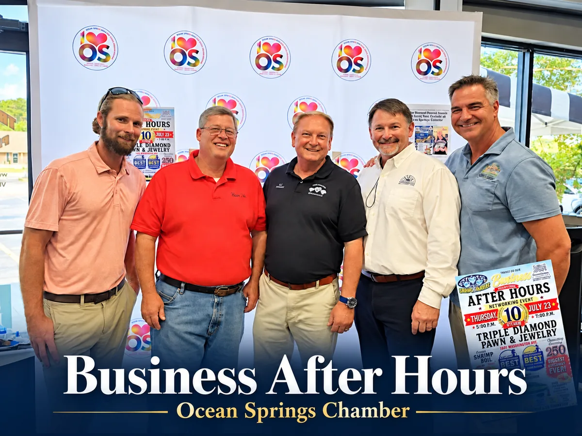 Ocean Springs Chamber members at Business After Hours hosted by Triple Diamond Pawn & Jewelry