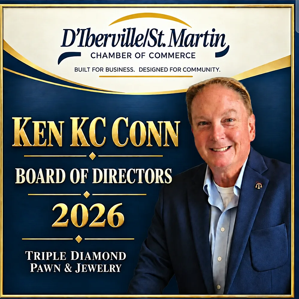 Ken “KC” Conn of Triple Diamond Pawn & Jewelry, D'Iberville/St. Martin Chamber of Commerce Board of Directors 2026